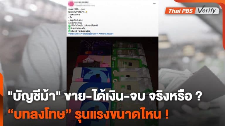 “บัญชีม้า” ขาย-ได้เงิน-จบ จริงหรือ ?