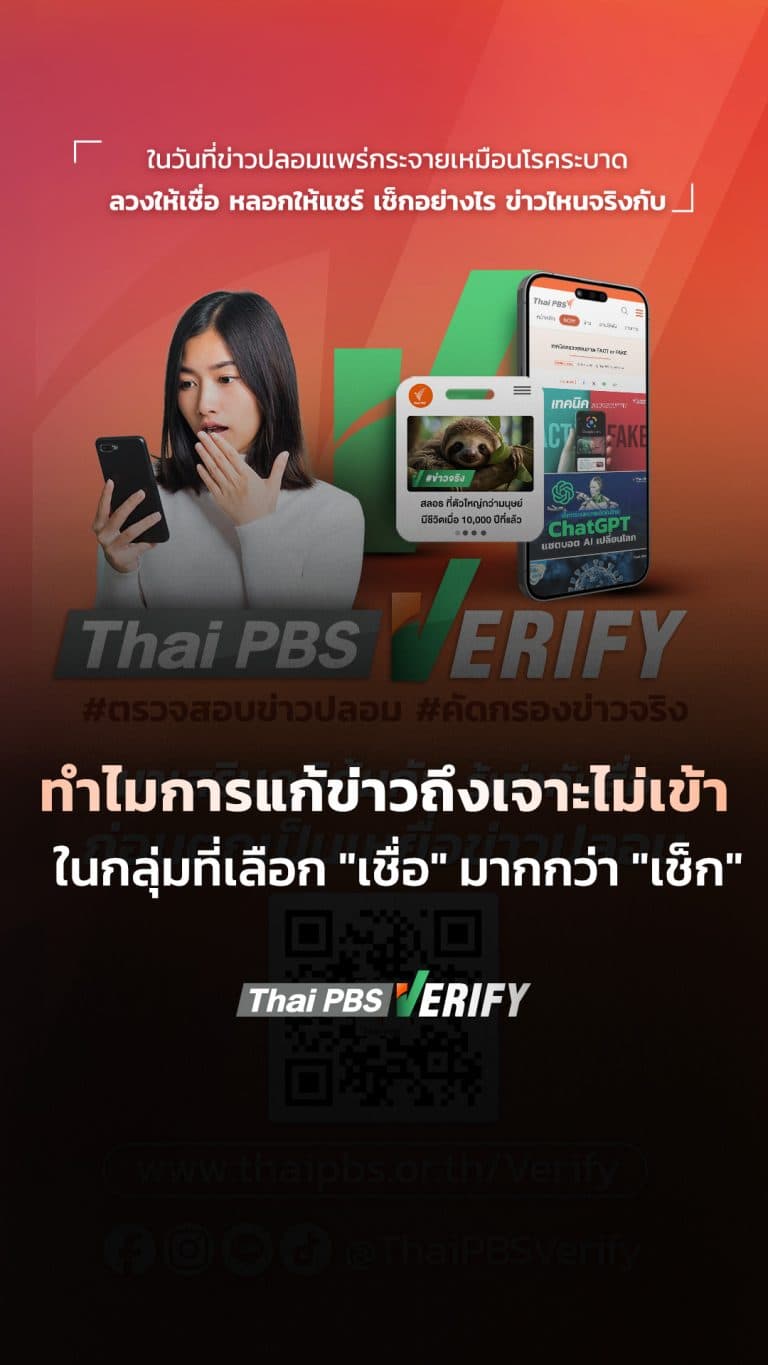 ทำไมการแก้ข่าวถึงเจาะไม่เข้า ในกลุ่มที่เลือกเชื่อ มากกว่า เช็ก