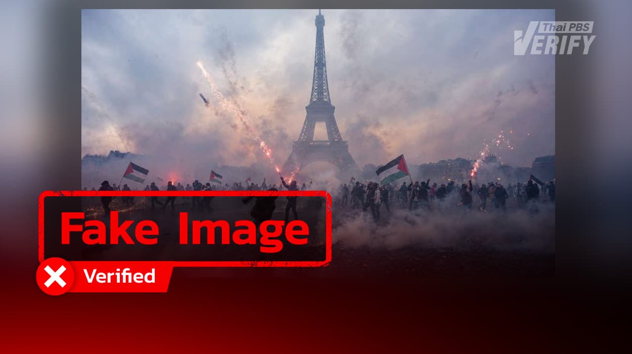 AI image falsely depicts pro-Palestinian Eiffel Tower protest